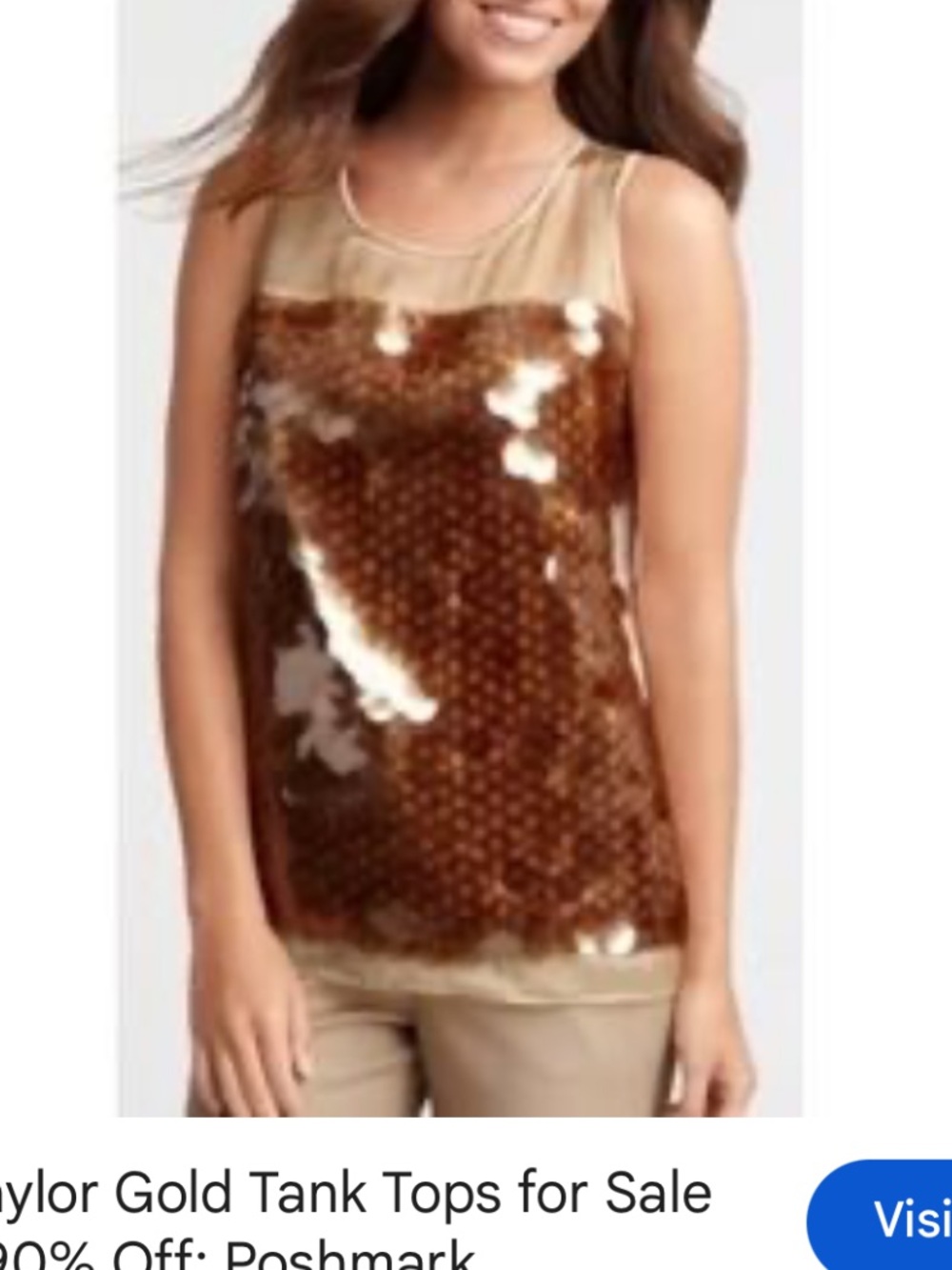 Ann Taylor 4 Sequin Gold Sleeveless Tank Top
